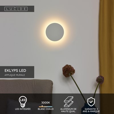 Lucide EKLYPS LED - Applique murale - Ø 15 cm - LED - 1x7W 3000K - Blanc